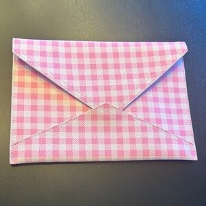 Banana Republic Pink and White Gingham Envelope Clutch